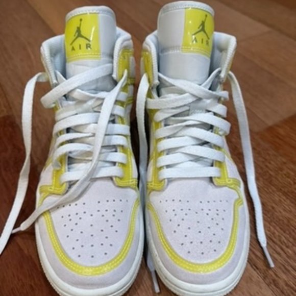 2021 Womens Air Jordan 1 Mid LX 'Off White Opti Yellow' Size 8 - Picture 3 of 7